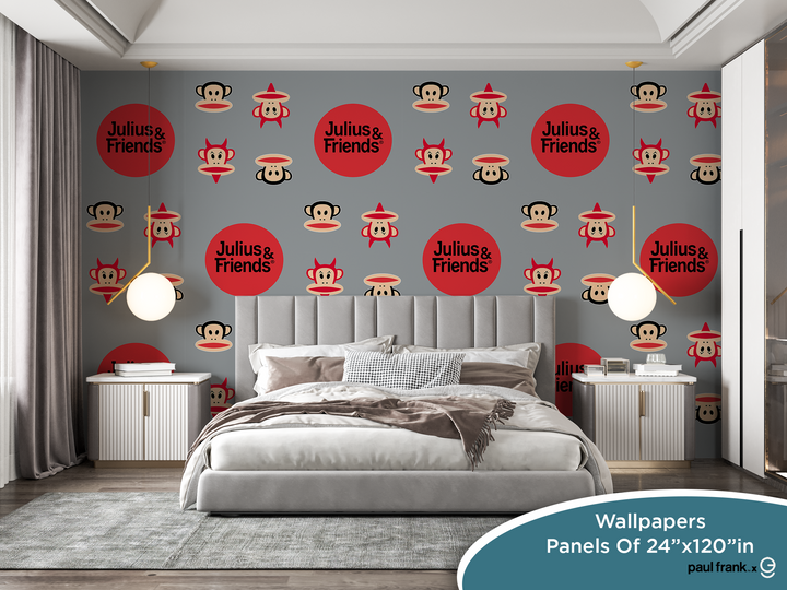 Paul Frank Peel and Stick Wallpaper - EGD X Paul Frank Series - Prime Collection - Theme Wallpaper Mural for Interior Design (EGDPF012) - egraphicstore
