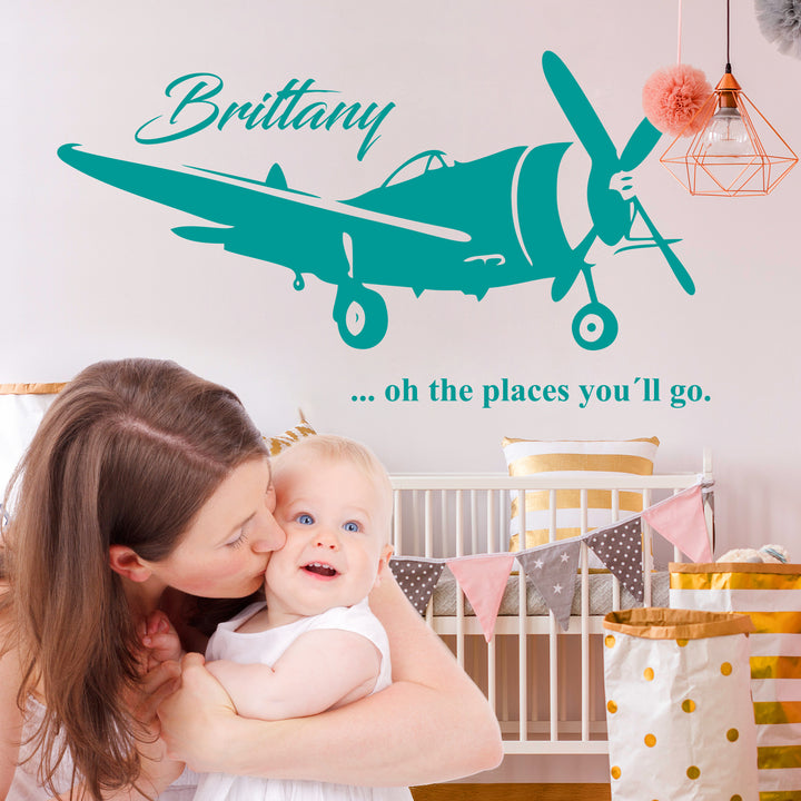 Custom Name Airplane in The Sky for My Baby Wall Decal Nursery for Home Bedroom Children - egraphicstore