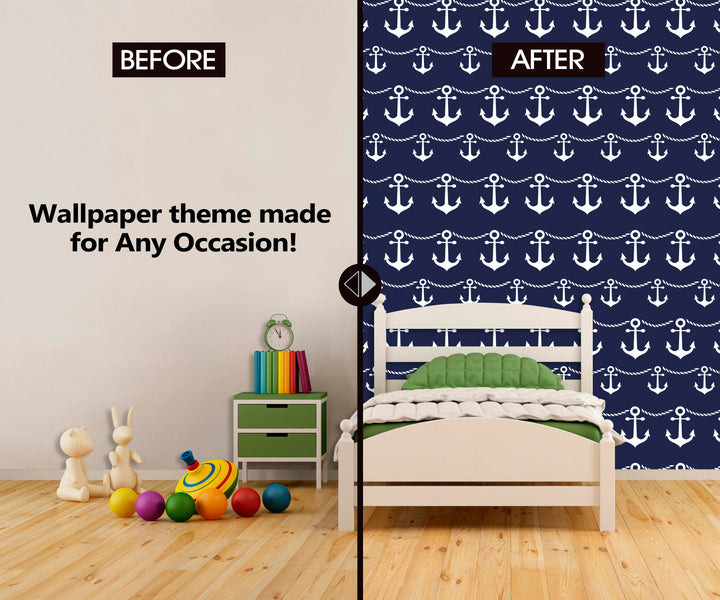 Nautical Rope and Anchor Wallpaper (R586) - egraphicstore