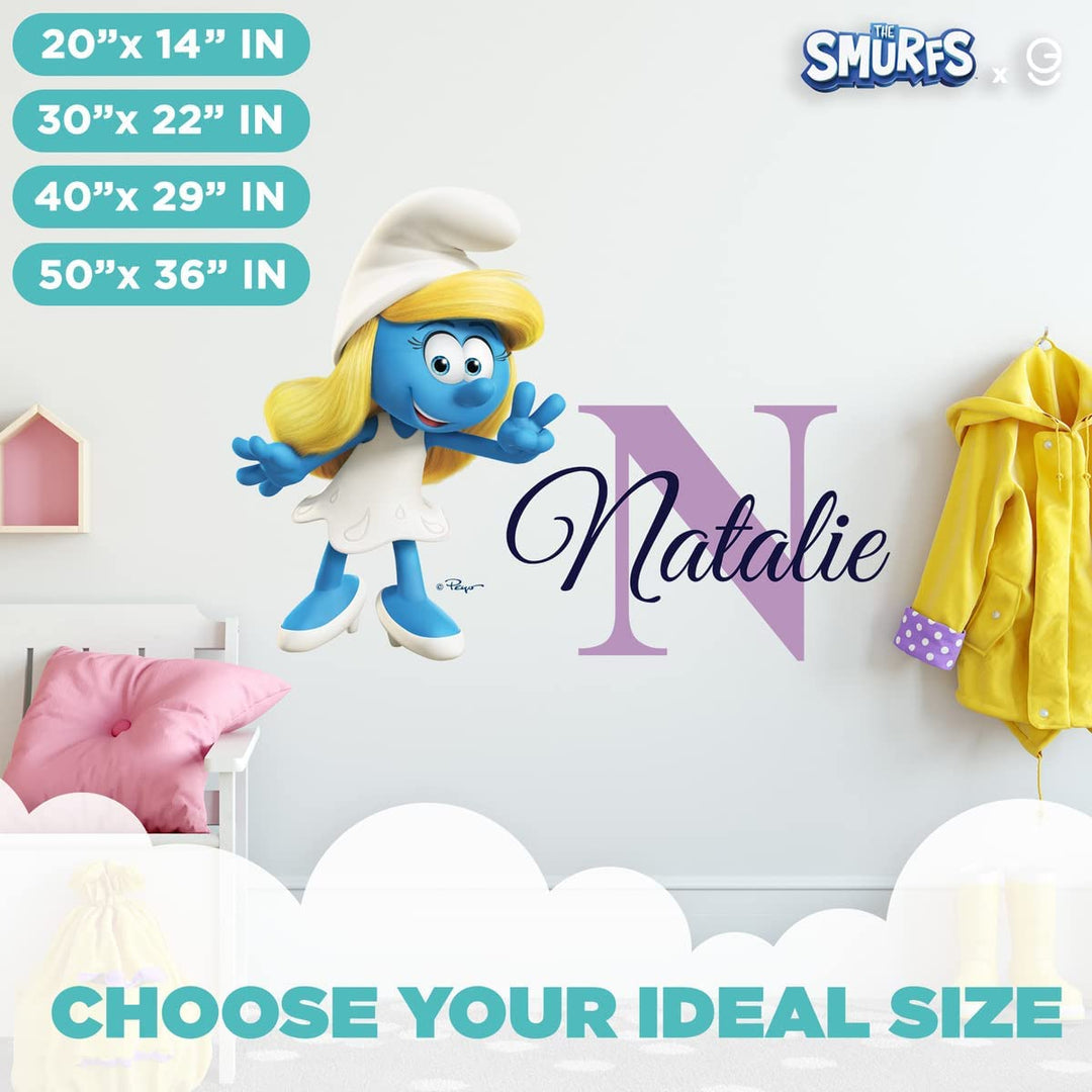 Custom Name & Initial The Smurfs Wall Decal - EGD X The Smurfs Series - Prime Collection - Baby Girl or Boy - Nursery Wall Decal for Baby Room Decorations - Mural Wall Decal Sticker (EGDTS037 - egraphicstore