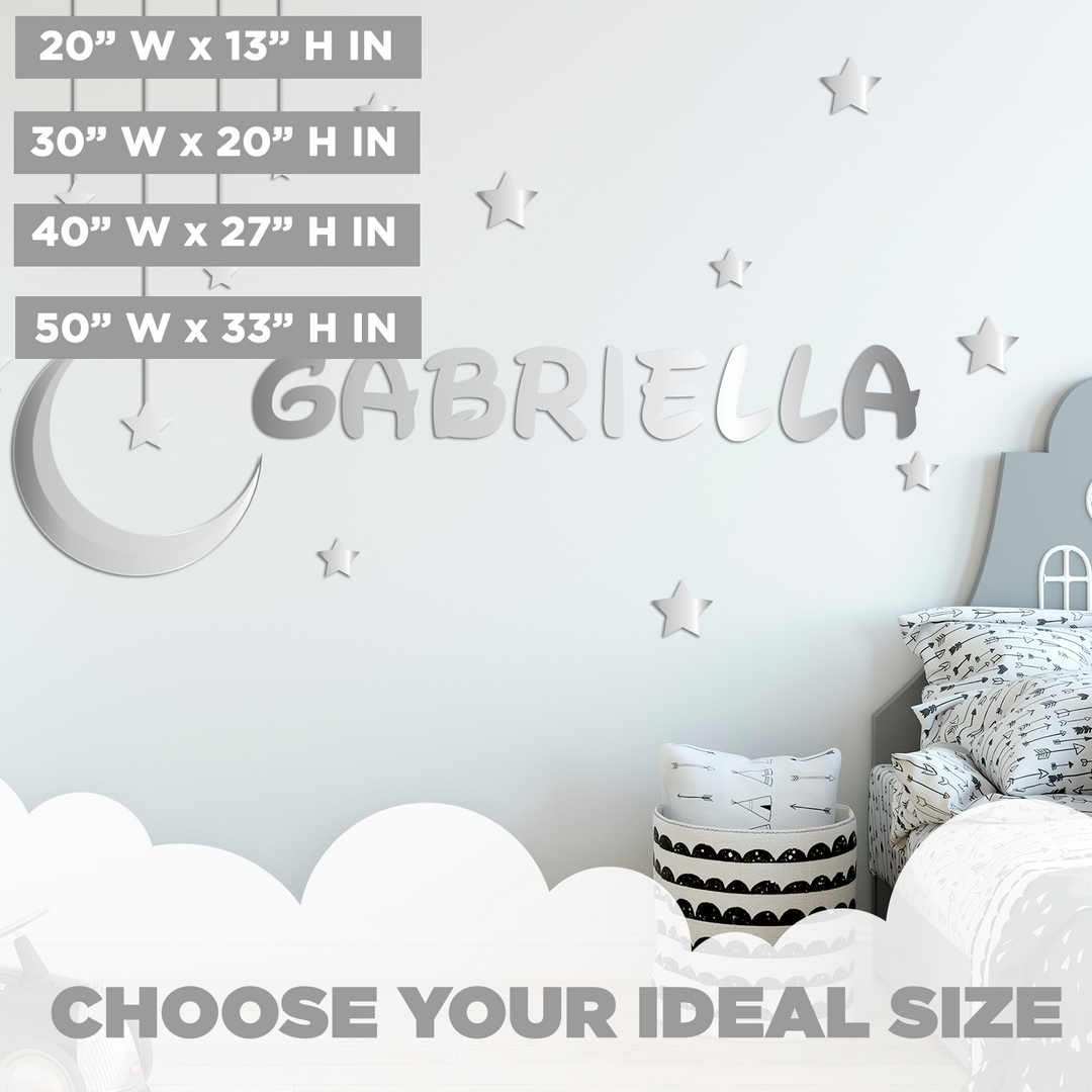 Custom Name Moon, Stars and Clouds Vinyl Wall Decal in Multiple Fonts and Sizes, Girl's Nursery Room, Girl's Name, Vinyl Wall Stickers for Kids, Boy's Name Wall Decal, Boy's Nursery Room, Wal - egraphicstore