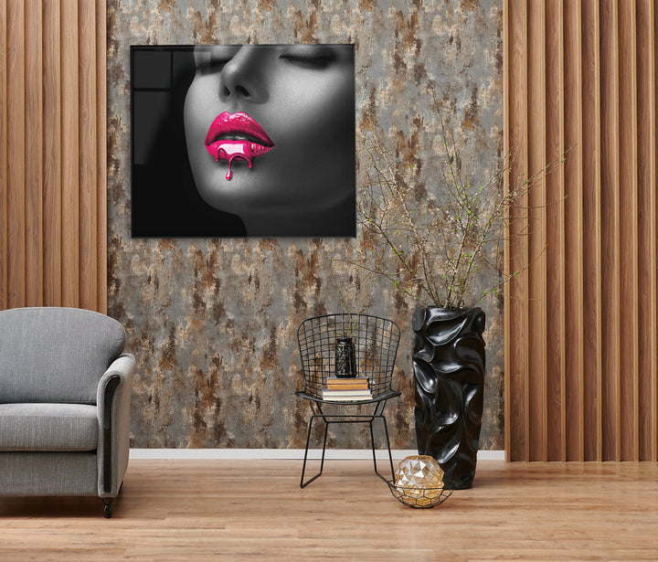 Acrylic Modern Wall Art Fuchsia Lips - Glamorous Lips Series - Acrylic Wall Art - Picture Photo Printing Artwork - Multiple Size Options - egraphicstore