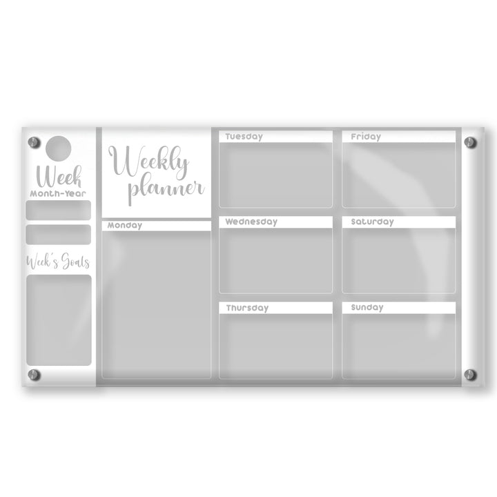 Acrylic Weekly Planner | Dry-Erase Chalkboard or Whiteboard Planner | Multiple Color Options | Wide 24"x 16" Height - egraphicstore