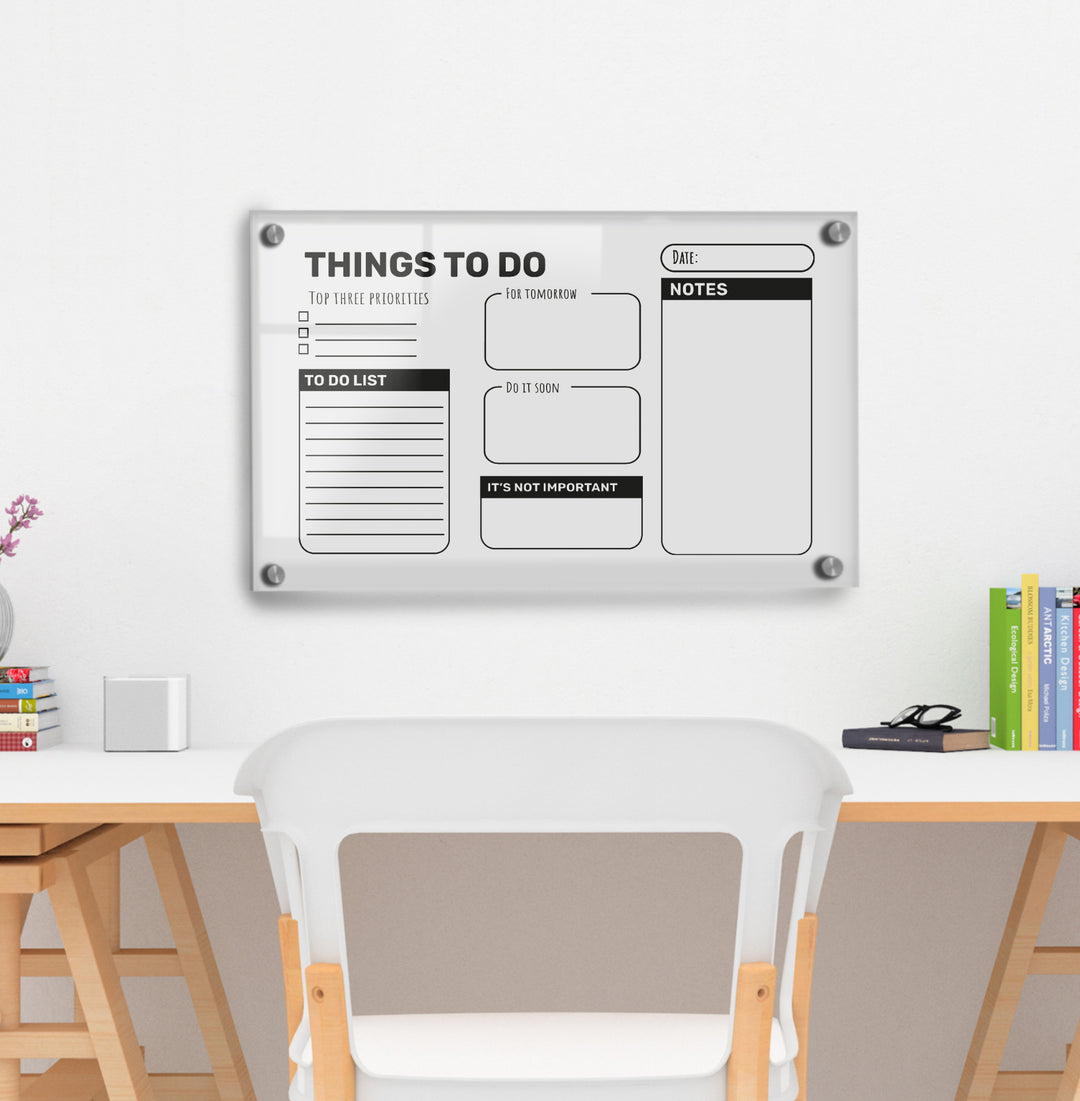 To Do Planner in Acrylic - Dry-Erase Chalkboard or Whiteboard Planner - Clear Command Center Memo Board - Wide 24"x 16" Height - egraphicstore