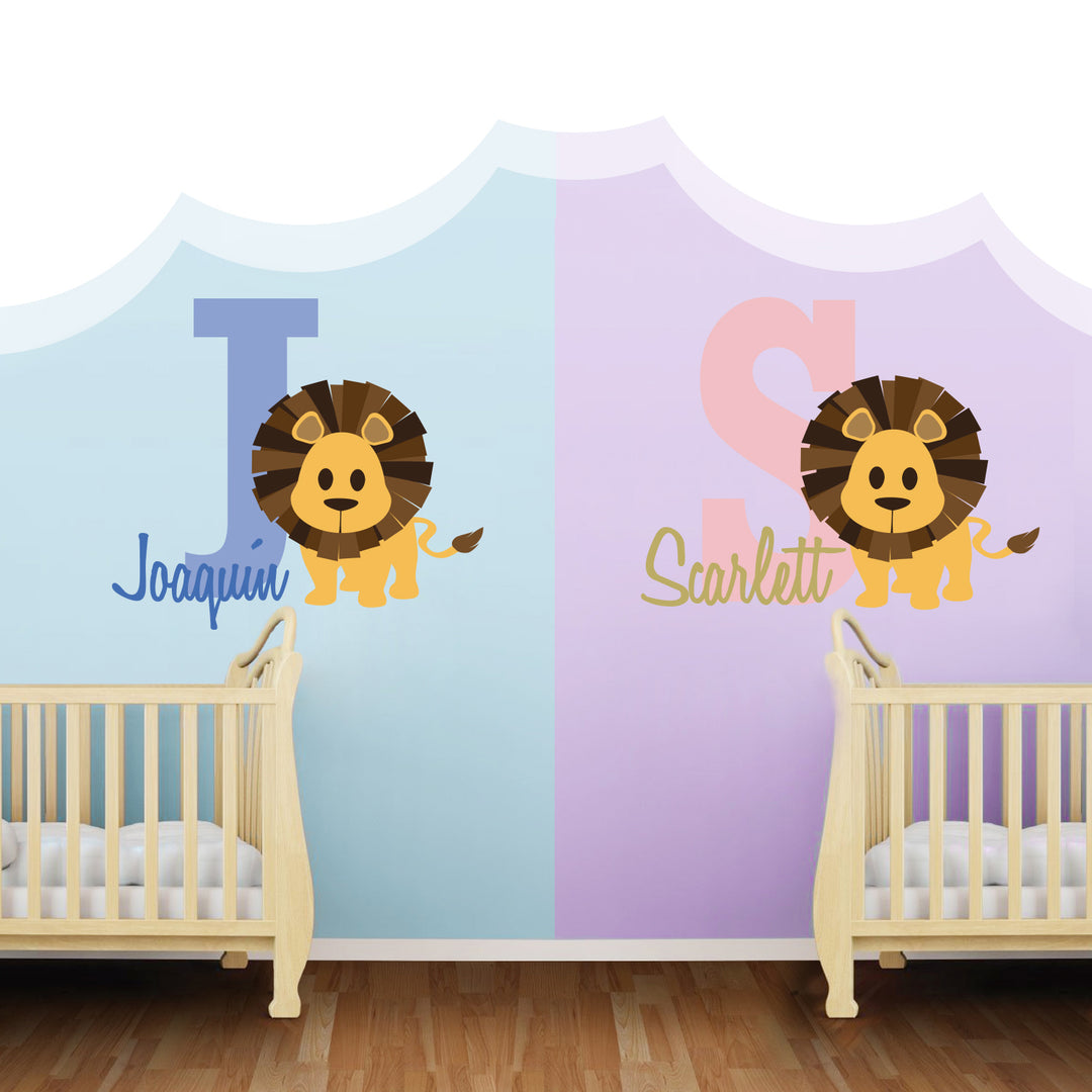 Personalized Name & Initial Lion Jungle Series and Hearts - egraphicstore