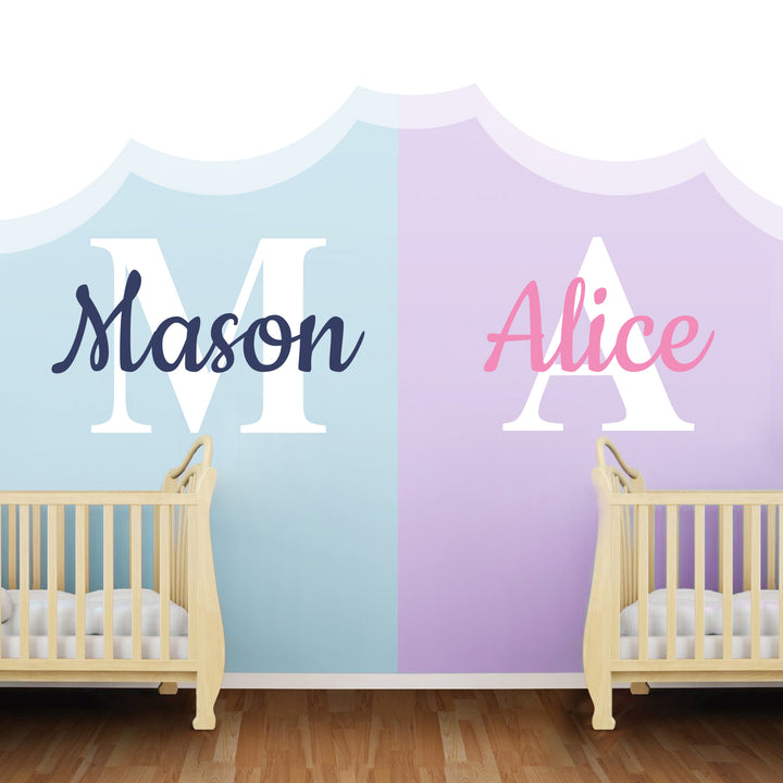 Custom Name & Initial Bold Letters Wall Decal - egraphicstore