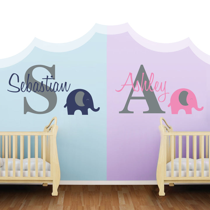 Personalized Name & Initial Elephant Animal Series - egraphicstore