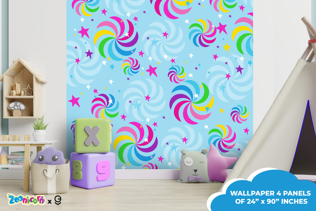 Zoonicorn Pinwheels Peel and Stick Wallpaper X Zoonicorn Series - Prime Collection - Theme Wallpaper Mural for Interior Design (EGDZOO019) - egraphicstore