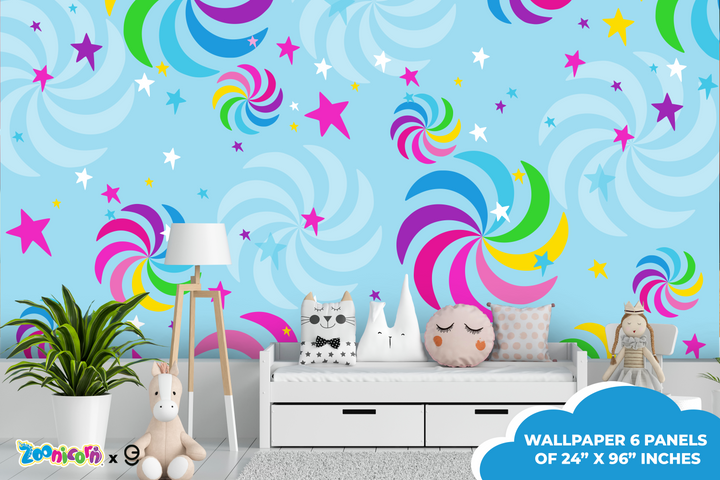 Zoonicorn Pinwheels Peel and Stick Wallpaper X Zoonicorn Series - Prime Collection - Theme Wallpaper Mural for Interior Design (EGDZOO019) - egraphicstore