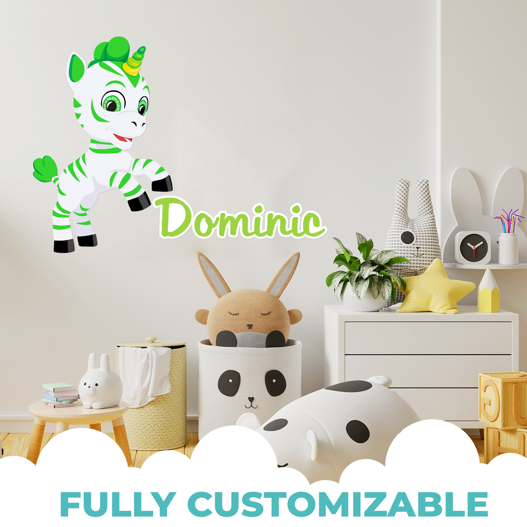 Multiple Font Custom Name Zoonicorn Wall Decal - EGD X Zoonicorn Series - Prime Collection - Baby Girl or Boy - Nursery Wall Decal for Baby Room Decorations - Mural Wall Decal Sticker (EGDZOO - egraphicstore