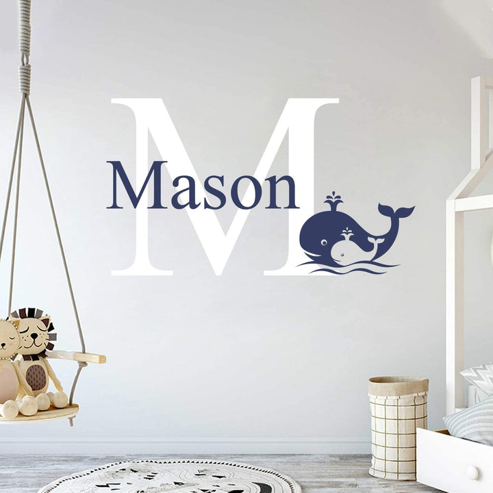 Personalized Boy Room Whale Name Color Wall Decal Art Decor Room - egraphicstore