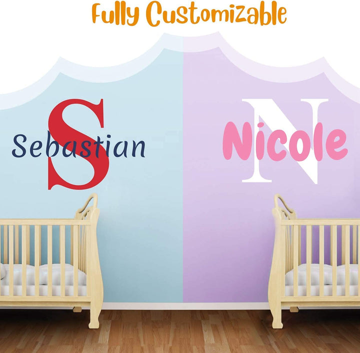 Multiple Font Custom Name & Initial Nursery Wall Decal - Mural Wall Decal Sticker for Home Children's Bedroom, Car & Laptop - egraphicstore