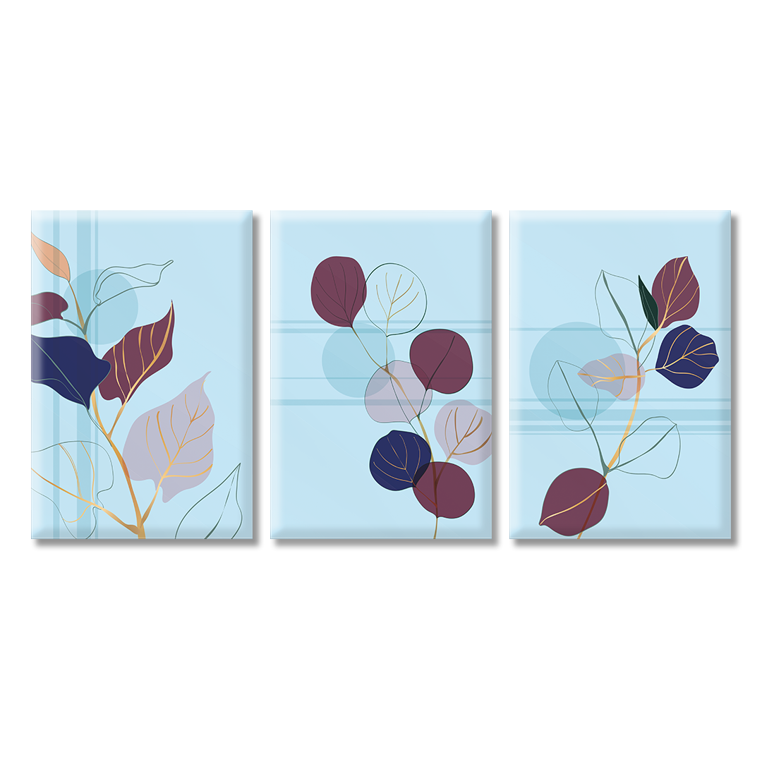 Acrylic Frame Modern Wall Art Set of 3 - Abstract Illustrations Series - Interior Design - Acrylic Wall Art - Picture Photo Printing Artwork - Multiple Size Options (IABS 008) - egraphicstore