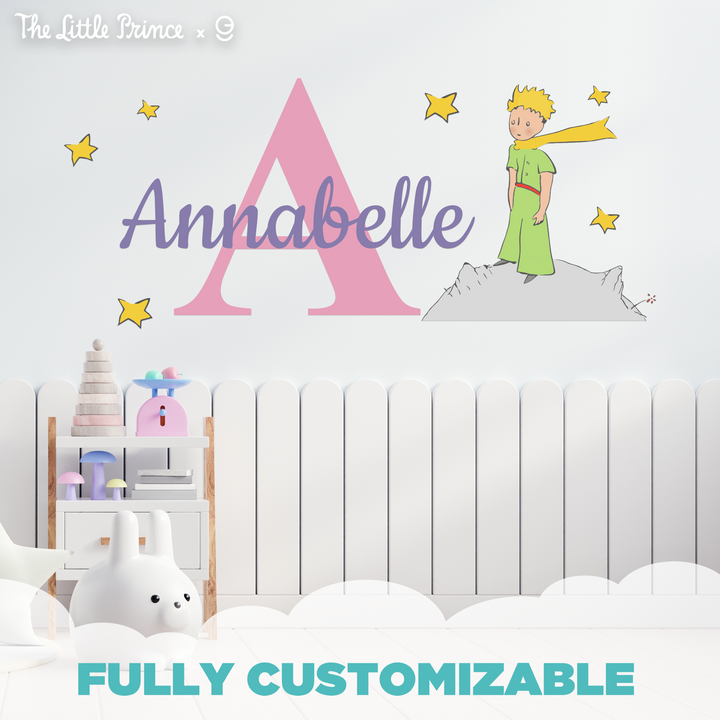 Custom Name & Initial The Little Prince Wall Decal - EGD X The Little Prince Series - Prime Collection - Baby Girl or Boy - Nursery Wall Decal for Baby Room Decorations - Mural Wall Decal Sti - egraphicstore