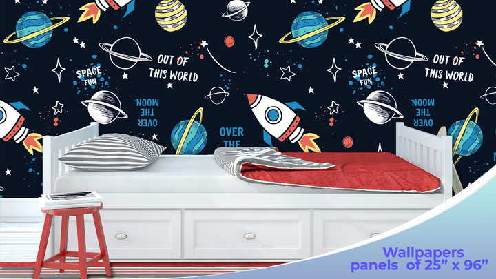Peel and Stick Wallpaper, Space Elements Theme Wallpaper Mural for Interior Design, Decor You Walls for Any Occasion - egraphicstore
