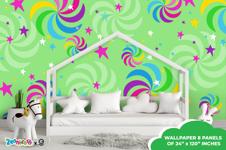 Zoonicorn Pinwheels Peel and Stick Wallpaper X Zoonicorn Series - Prime Collection - Theme Wallpaper Mural for Interior Design (EGDZOO020) - egraphicstore