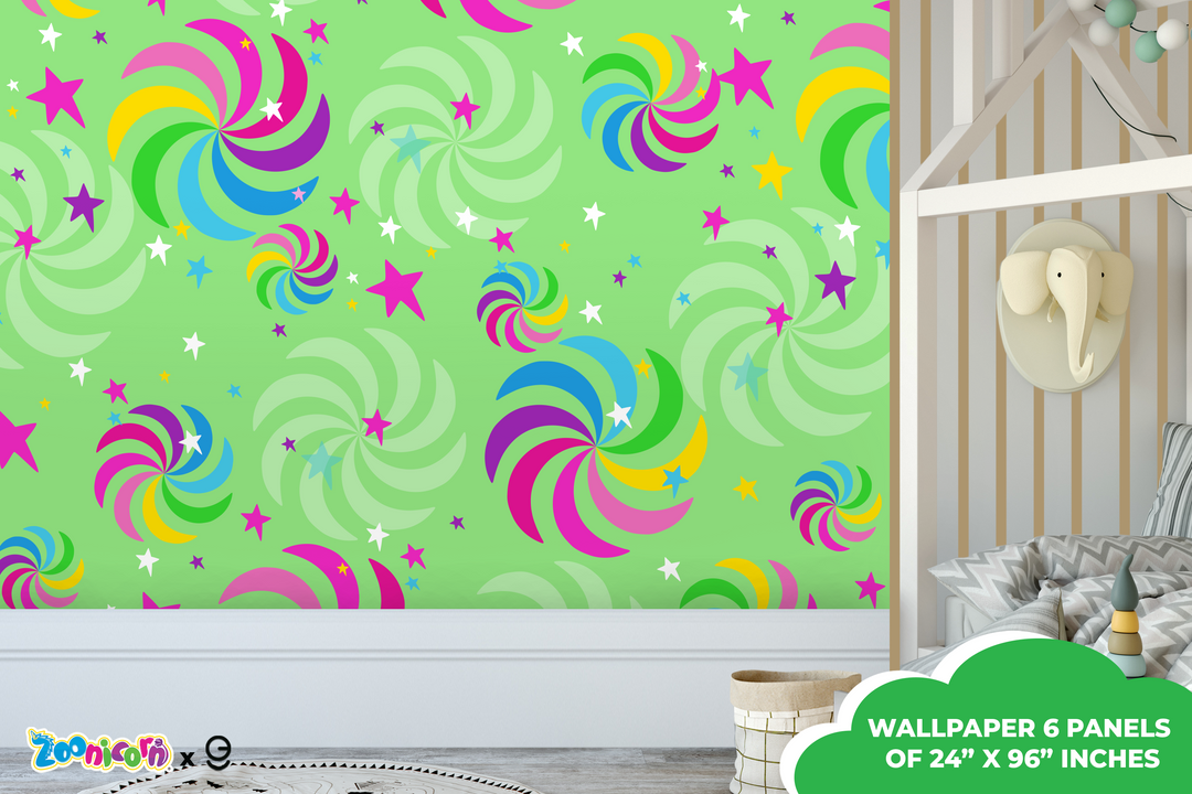 Zoonicorn Pinwheels Peel and Stick Wallpaper X Zoonicorn Series - Prime Collection - Theme Wallpaper Mural for Interior Design (EGDZOO020) - egraphicstore
