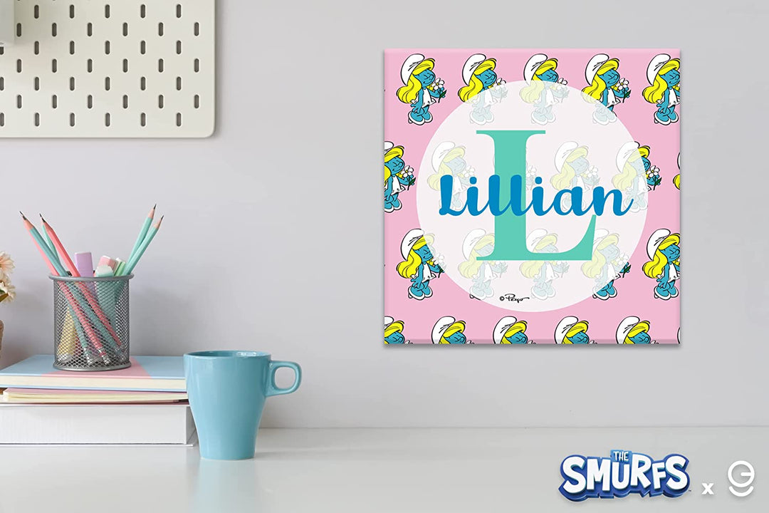 Custom Name & Initial The Smurfs in PVC - EGD X The Smurfs Series - Prime Collection - PVC Home Decor Interior Design - Support with Double-Sided Tape - Multiple Size Options (EGDTS018) - egraphicstore