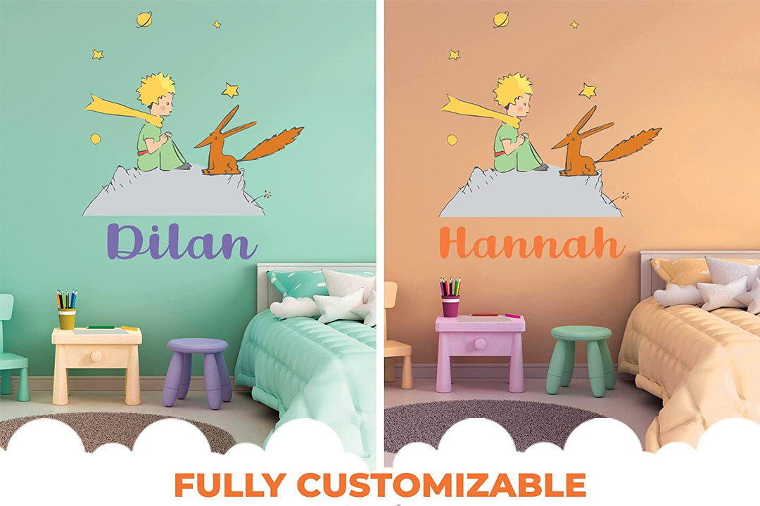 Custom Name The Little Prince Wall Decal - EGD X The Little Prince Series - Prime Collection - Baby Girl or Boy - Nursery Wall Decal for Baby Room Decorations - Mural Wall Decal Sticker (EGDL - egraphicstore