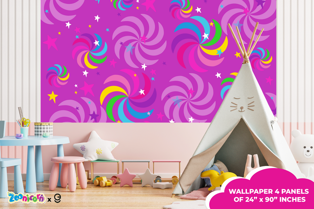 Zoonicorn Pinwheels Peel and Stick Wallpaper X Zoonicorn Series - Prime Collection - Theme Wallpaper Mural for Interior Design (EGDZOO021) - egraphicstore