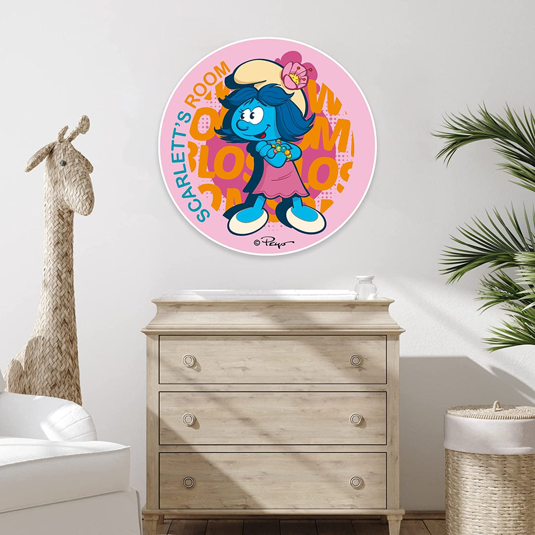 Custom Name The Smurfs in PVC - EGD X The Smurfs Series - Prime Collection - PVC Home Decor Interior Design - Support with Double-Sided Tape - Multiple Size Options (EGDTS009) - egraphicstore