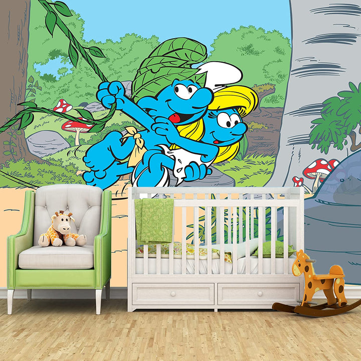 The Smurfs Peel and Stick Wallpaper - EGD X The Smurfs Series - Prime Collection - Theme Wallpaper Mural for Interior Design (EGDTS015) - egraphicstore