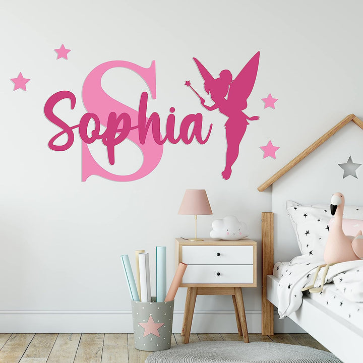 Tinker Personalized Name & Initial - Peter Pan - Baby Girl or Boy - Mural Wall Decal Sticker for Home Decor Children's Bedroom - egraphicstore