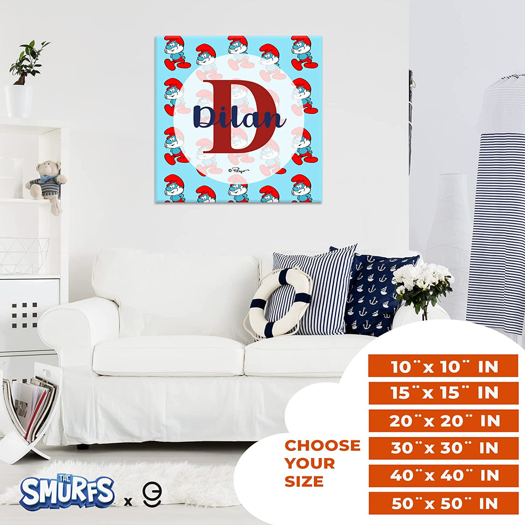 Custom Name & Initial The Smurfs in PVC - EGD X The Smurfs Series - Prime Collection - PVC Home Decor Interior Design - Support with Double-Sided Tape - Multiple Size Options (EGDTS019) - egraphicstore