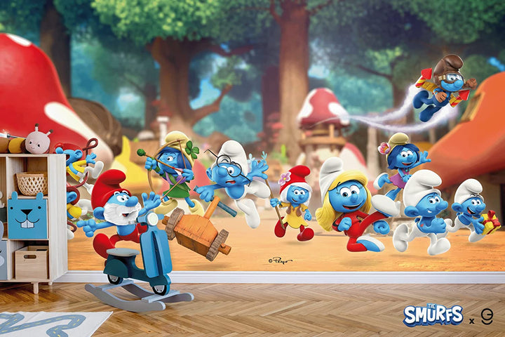 The Smurfs Peel and Stick Wallpaper - EGD X The Smurfs Series - Prime Collection - Theme Wallpaper Mural for Interior Design (EGDTS016) - egraphicstore