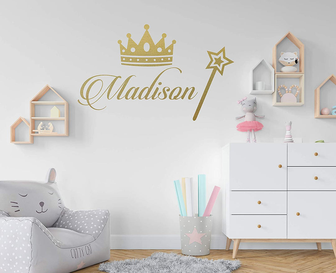 Princess Decor - Personalized Name Princess Wall Decal - Nursery Baby Girl Decoration - Mural Wall Decal Sticker for Home Interior Decoration (M382) - egraphicstore