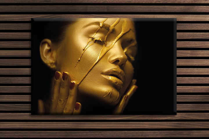 Acrylic Glass Frame Modern Wall Art Golden Woman - Body Art Series - Interior Design - Acrylic Wall Art - Picture Photo Printing Artwork - Multiple Size Options - egraphicstore
