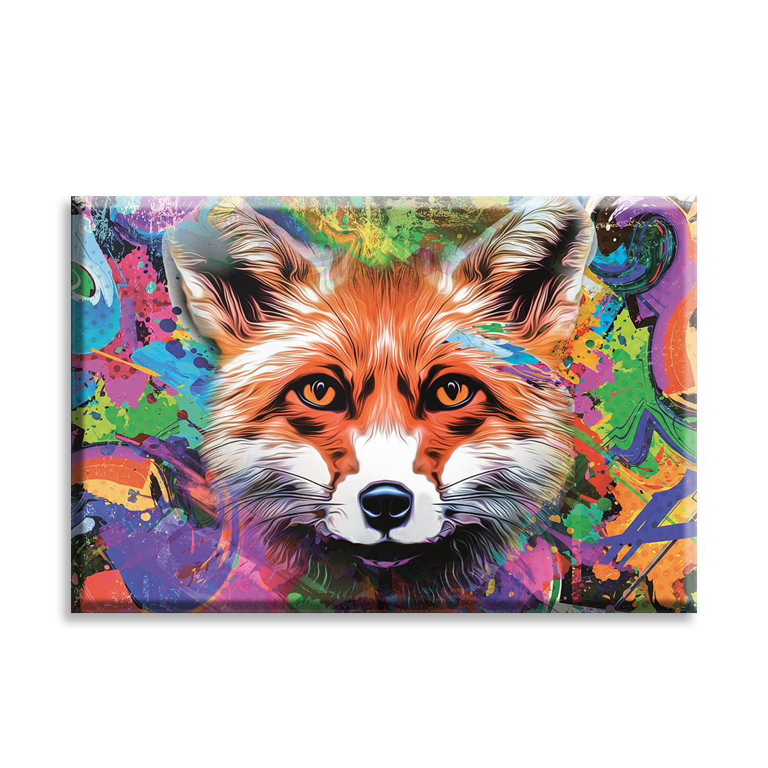 Acrylic Glass Frame Modern Wall Art Colorful Fox - Abstract Animals Series - Abstract Animals Series - Interior Design - Acrylic Wall Art - Picture Photo Printing Artwork - Multiple Size Opti - egraphicstore