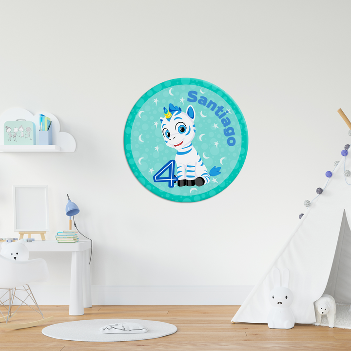 Personalized Valeo Zoonicorn Sign in PVC Backdrop and Birthday Centerpiece Table - EGD X Zoonicorn Series - PVC - Support with Double-Sided Tape (EGDZOO032) - egraphicstore