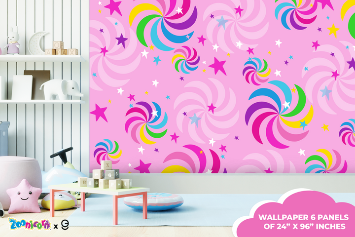 Zoonicorn Pinwheels Peel and Stick Wallpaper X Zoonicorn Series - Prime Collection - Theme Wallpaper Mural for Interior Design (EGDZOO022) - egraphicstore