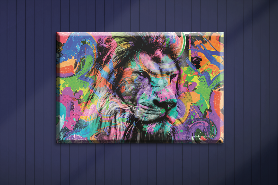 Acrylic Glass Frame Modern Wall Art Colorful Lion - Abstract Animals Series - Abstract Animals Series - Interior Design - Acrylic Wall Art - Picture Photo Printing Artwork - Multiple Size Opt - egraphicstore