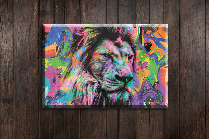 Acrylic Glass Frame Modern Wall Art Colorful Lion - Abstract Animals Series - Abstract Animals Series - Interior Design - Acrylic Wall Art - Picture Photo Printing Artwork - Multiple Size Opt - egraphicstore