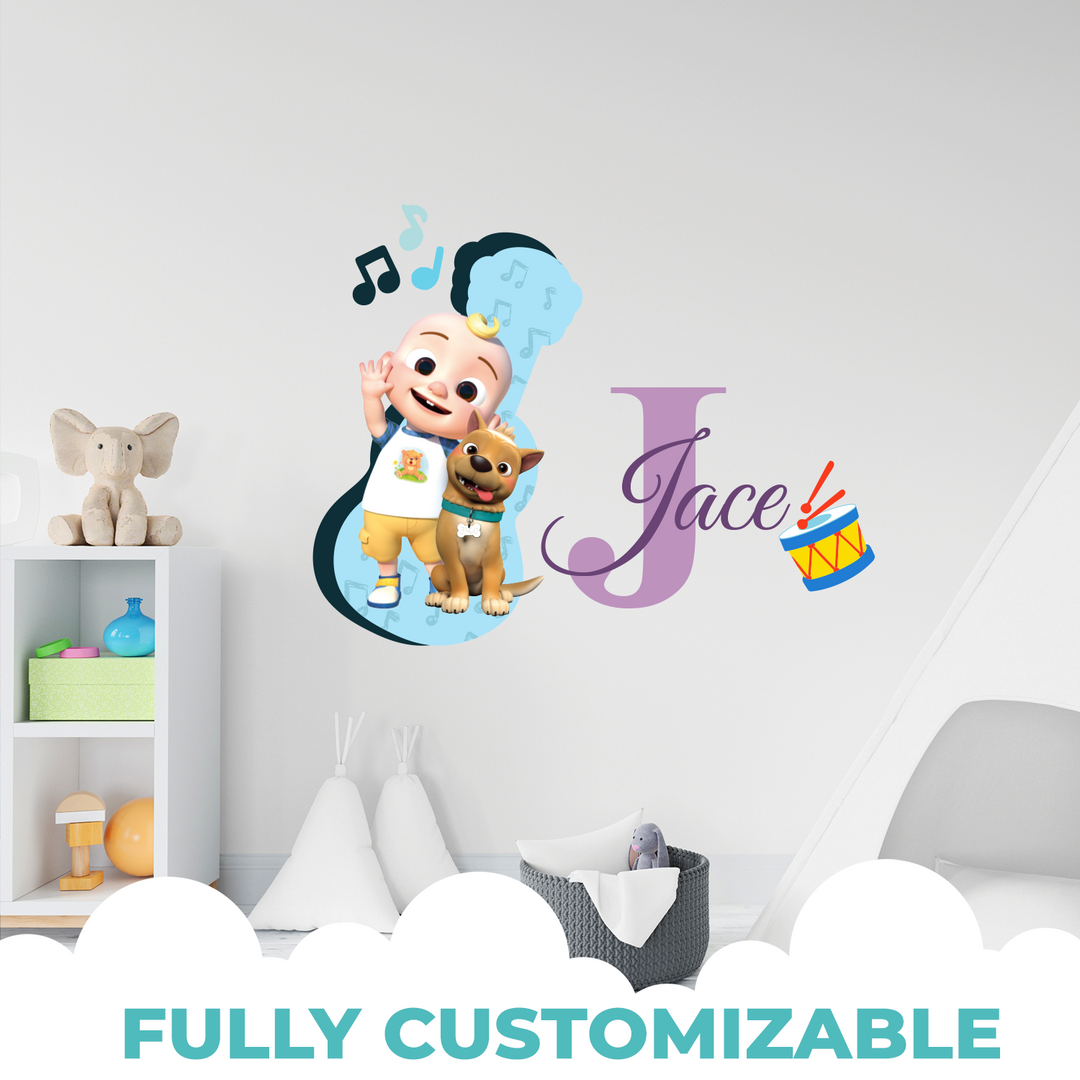 Multiple Font Custom Name & Initial JJ CoComelon Kids Wall Decal - EGD X CoComelon Series - Prime Collection - Wall Decal for Room Decorations - Mural Wall Decal Sticker (EGDCOCO009) - egraphicstore