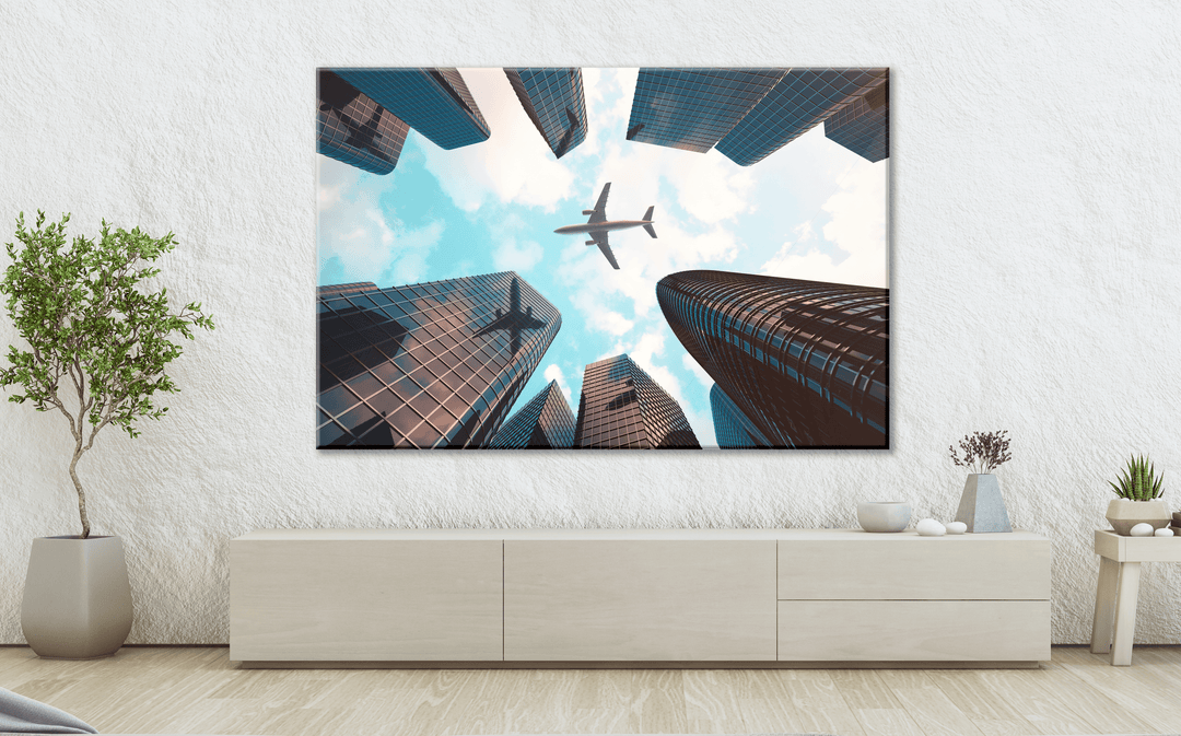 Acrylic Glass Modern Wall Art, On The City - Airplane Series - Interior Design - Acrylic Wall Art - Picture Photo Printing Artwork - Multiple Size Options - egraphicstore