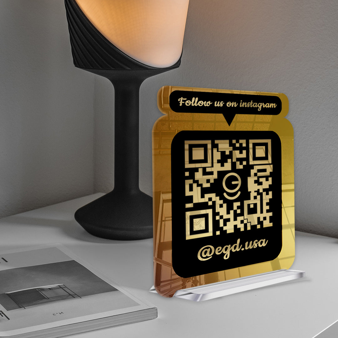 Custom Social Media QR Code Sign | Acrylic Business Sign | Multiple Hanging Options | Wide 8"x 10" Height - egraphicstore