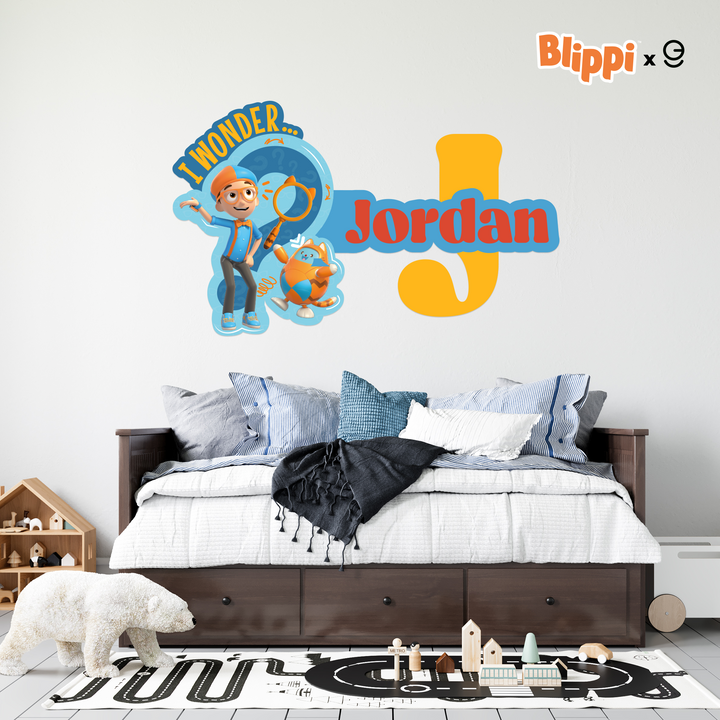 Multiple Font Custom Name and Initial Blippi Kids Wall Decal - EGD X Blippi Series - Prime Collection - Wall Decal for Room Decorations - Mural Wall Decal Sticker (EGDBLI002) - egraphicstore
