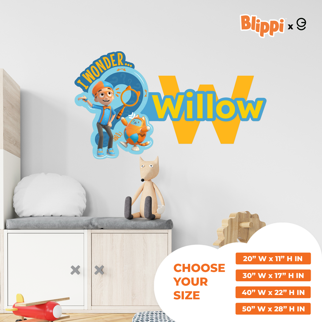 Multiple Font Custom Name and Initial Blippi Kids Wall Decal - EGD X Blippi Series - Prime Collection - Wall Decal for Room Decorations - Mural Wall Decal Sticker (EGDBLI002) - egraphicstore