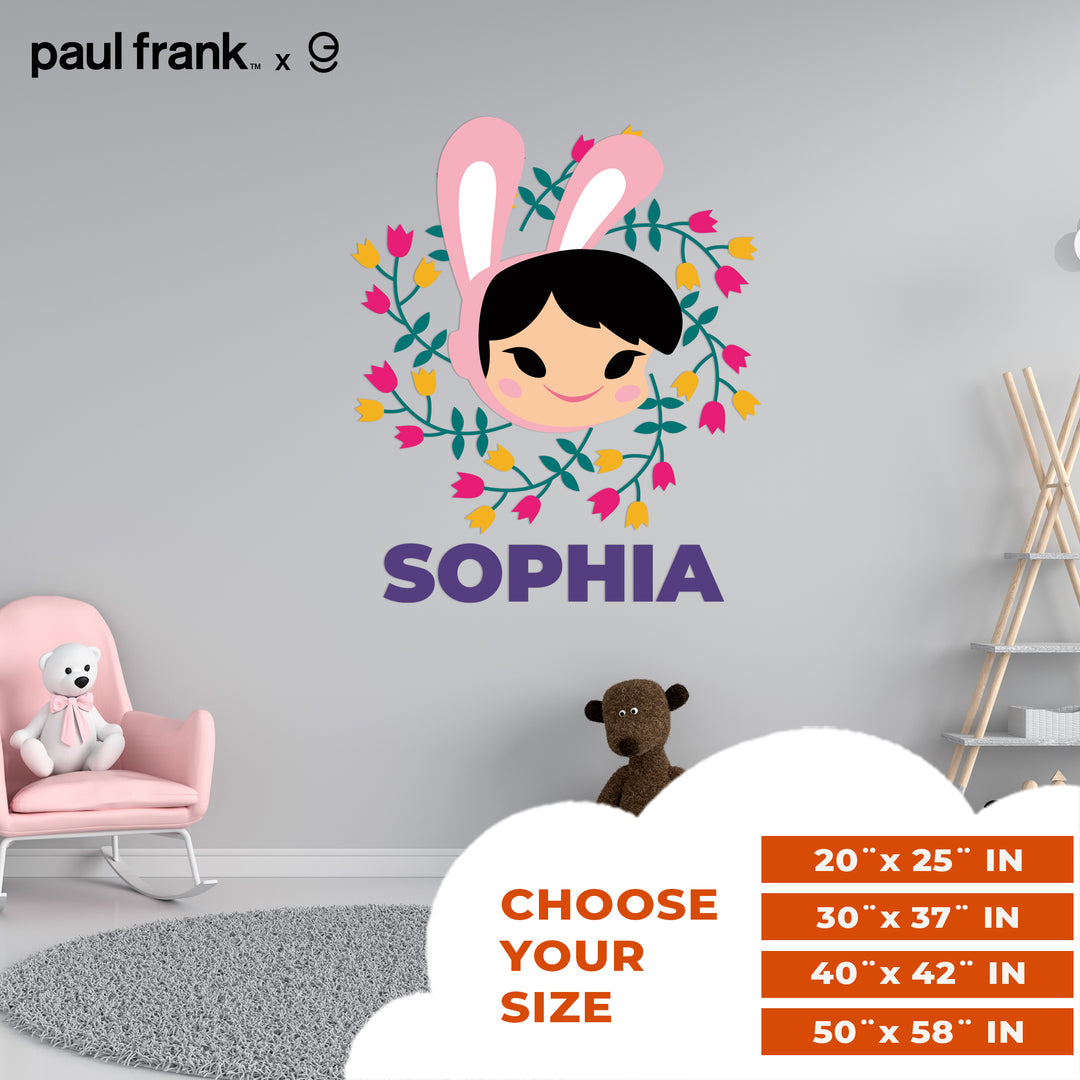 Custom Name Paul Frank Wall Decal - EGD X Paul Frank Series - Prime Collection - Baby Girl or Boy - Nursery Wall Decal for Baby Room Decorations - Mural Wall Decal Sticker (EGDPF022) - egraphicstore
