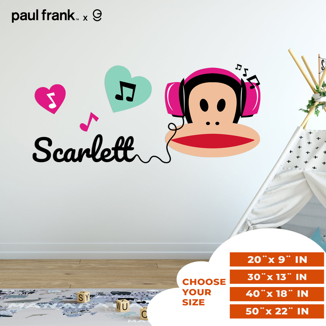 Custom Name Paul Frank Wall Decal - EGD X Paul Frank Series - Prime Collection - Baby Girl or Boy - Nursery Wall Decal for Baby Room Decorations - Mural Wall Decal Sticker (EGDPF024) - egraphicstore