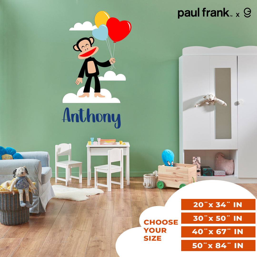 Custom Name Paul Frank Wall Decal - EGD X Paul Frank Series - Prime Collection - Baby Girl or Boy - Nursery Wall Decal for Baby Room Decorations - Mural Wall Decal Sticker (EGDPF023) - egraphicstore