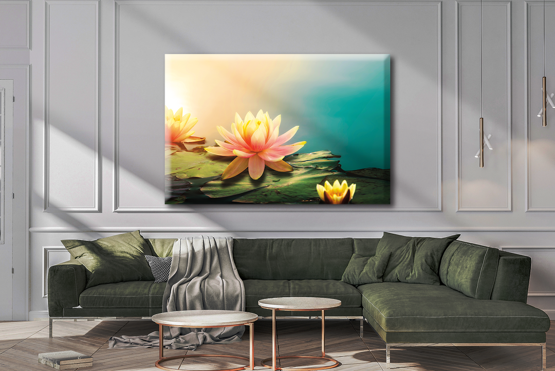 Acrylic Glass Frame Modern Wall Art Lotus Flower - The Diversity Of Flowers Series - Interior Design - Acrylic Wall Art - Picture Photo Printing Artwork - Multiple Size Options - egraphicstore