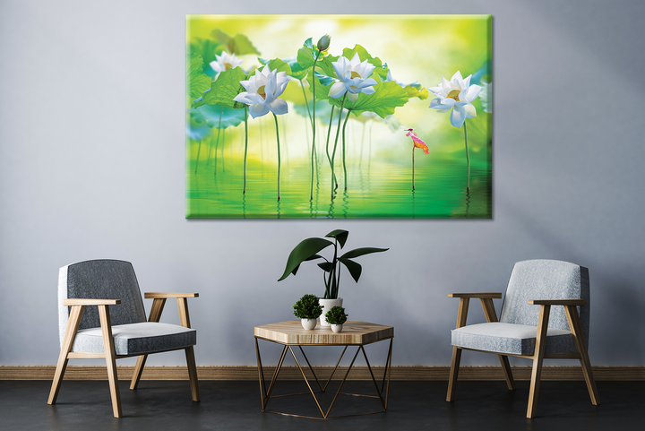 Acrylic Glass Frame Modern Wall Art White Lotus Flower - The Diversity Of Flowers Series - Interior Design - Acrylic Wall Art - Picture Photo Printing Artwork - Multiple Size Options - egraphicstore