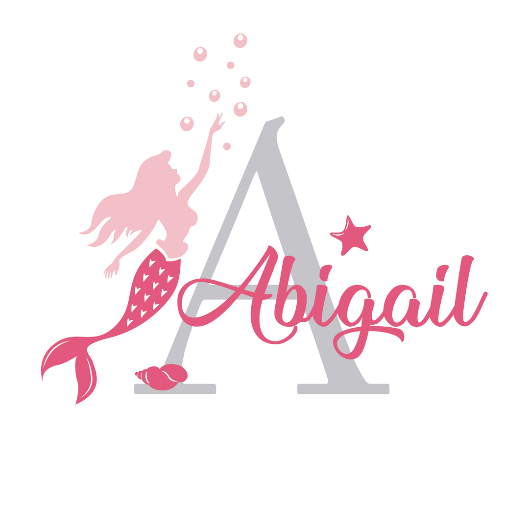 Custom Name & Initial Mermaid Bubbles Wall Decal - egraphicstore