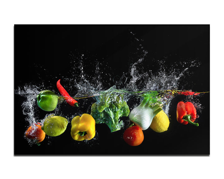 Acrylic Glass Frame Modern Wall Art, Splash Vegetables - Fruits Series - Interior Design - Acrylic Wall Art - Picture Photo Printing Artwork - Multiple Size Options - egraphicstore