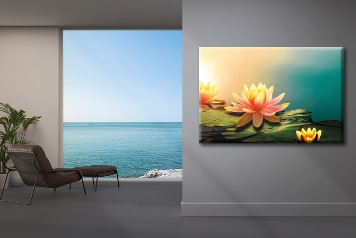 Acrylic Glass Frame Modern Wall Art Lotus Flower - The Diversity Of Flowers Series - Interior Design - Acrylic Wall Art - Picture Photo Printing Artwork - Multiple Size Options - egraphicstore