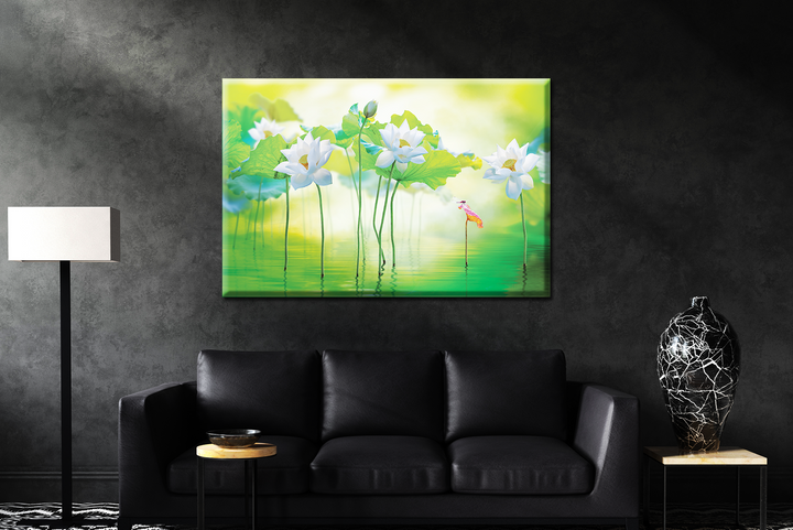 Acrylic Glass Frame Modern Wall Art White Lotus Flower - The Diversity Of Flowers Series - Interior Design - Acrylic Wall Art - Picture Photo Printing Artwork - Multiple Size Options - egraphicstore